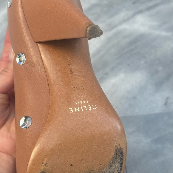 Celine Brown Crystal embellished Nappa pumps Size 9.5 - Picture 5 of 6